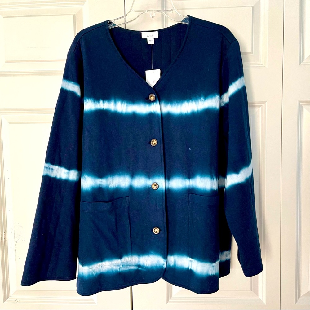 🆕 NWT J. Jill Cotton Tie-dyed Button Jacket